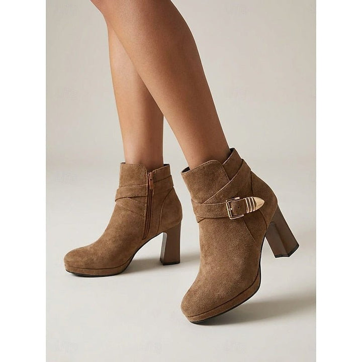 Renata | Buckle-Strap Block Heel Ankle Boots for Women