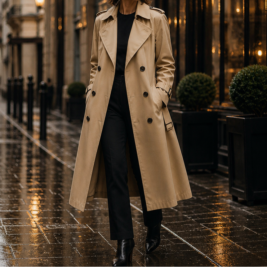 Mayfield | Long Trench Coat – Double-Breasted Stylish Layer