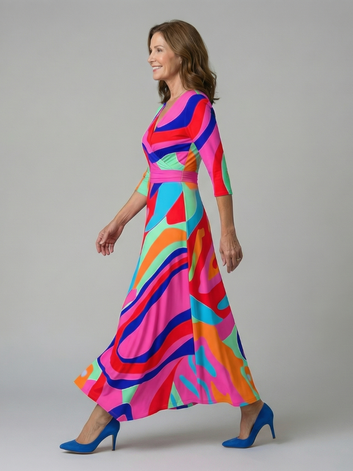 Celine | Midi Dress – Floral Cross Wrap Style for Women