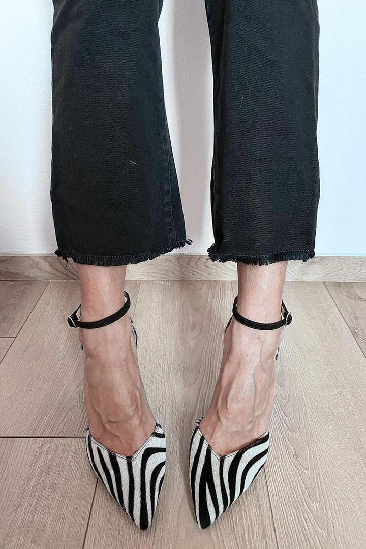 Quinn | Zebra Print Ankle Strap Heels for Women