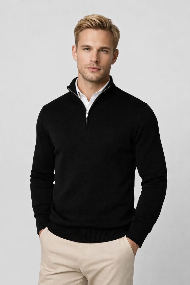 Oliver | Moderner Pullover mit halbem Reißverschluss und Stehkragen