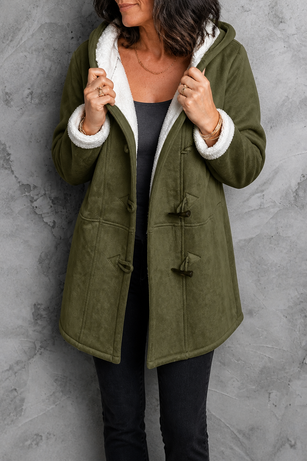 Suedeluxe | Hooded Faux Suede Coat with Plush Lining