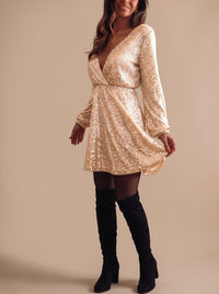 Kathrin | Luxuriöses Pailletten-Partykleid mit Wickelfront