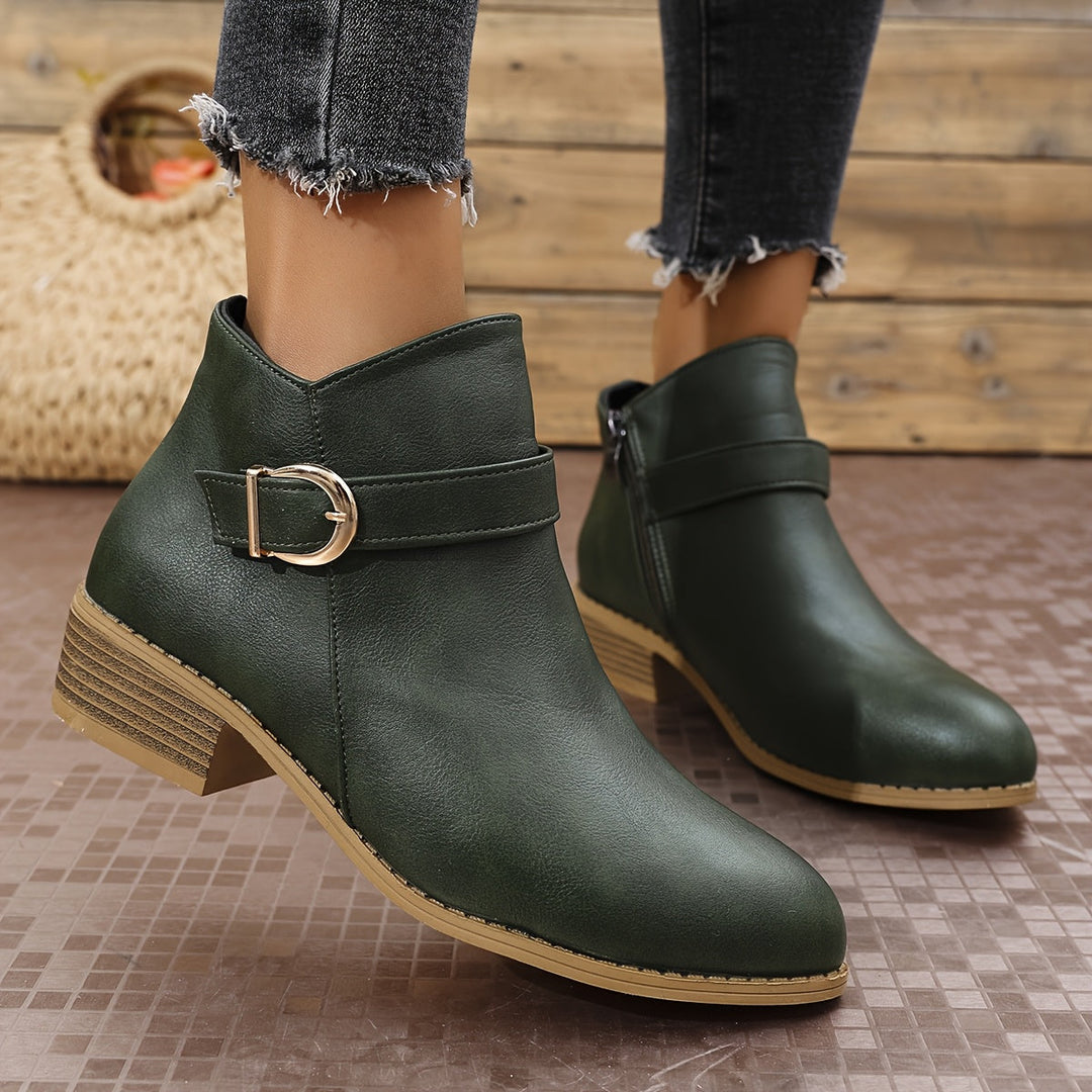 Kaitlyn | Modern Buckle-Accented Chelsea Ankle Boots