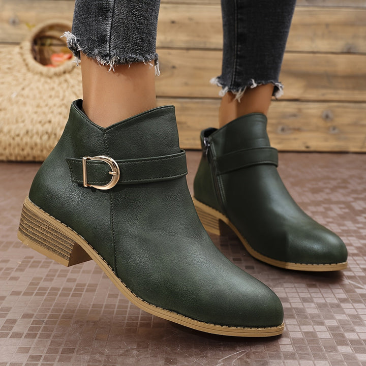 Kaitlyn | Modern Buckle-Accented Chelsea Ankle Boots