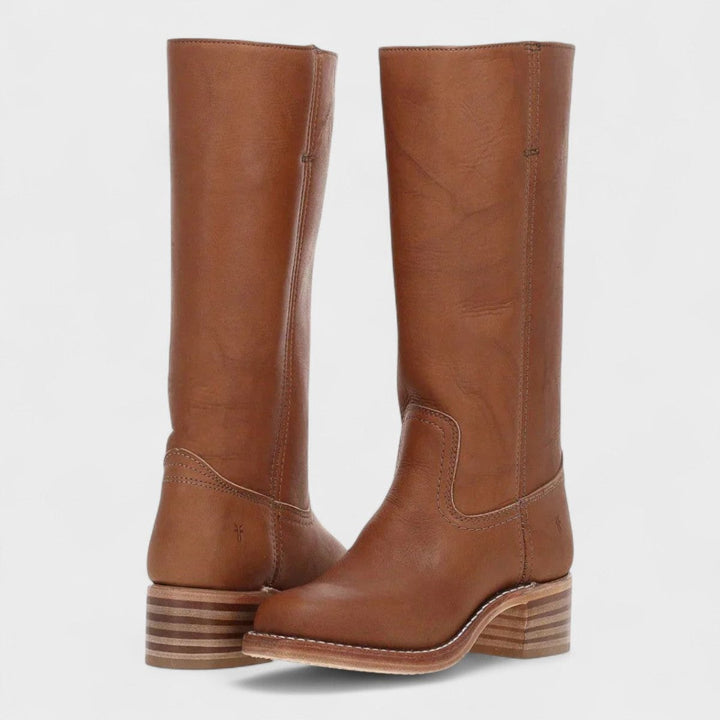 Terrie | Klassische, genähte Western-Lederstiefel bis zum Knie