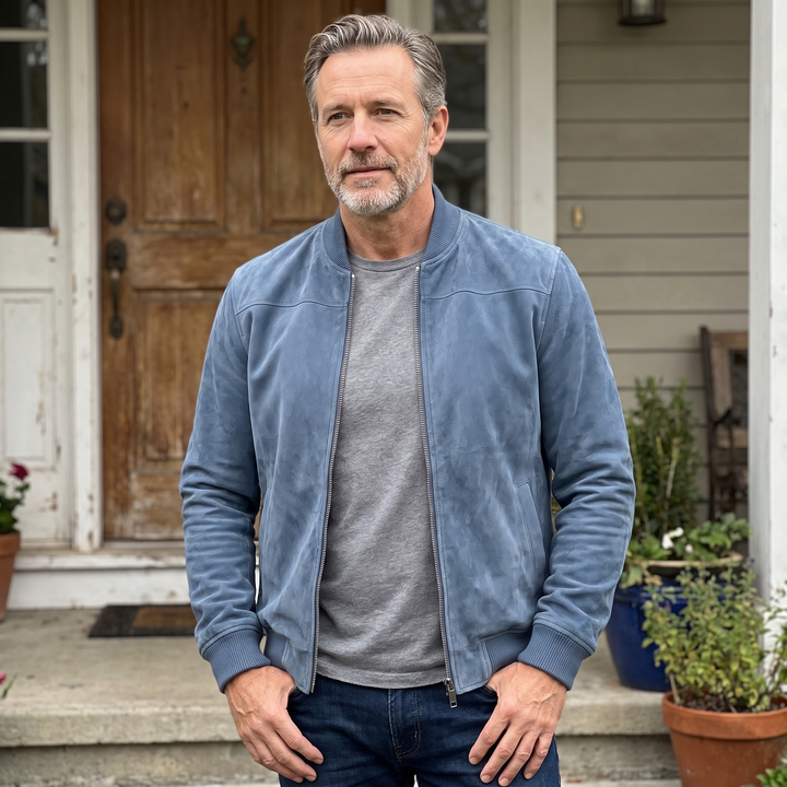 Maverick | Suede Bomber Jacket – Sophisticated Style for Men