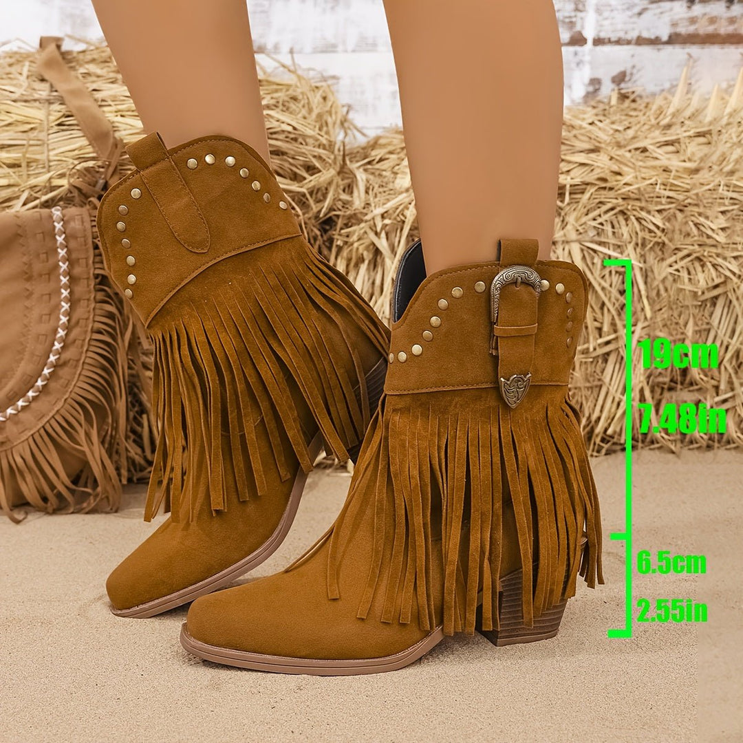 Elizabeth | Stylish And Studded Fringe Cowboy Boots