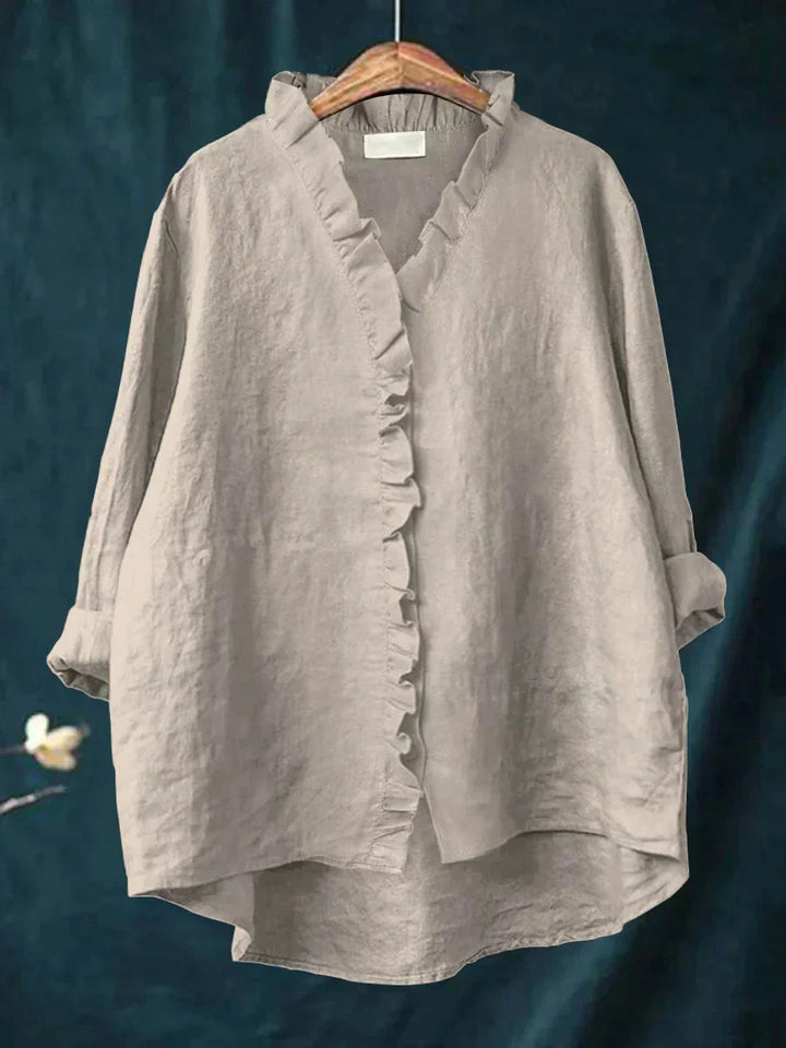 Eliza | Casual Blouse – Relaxed Ruffle V-Neck Style for Women