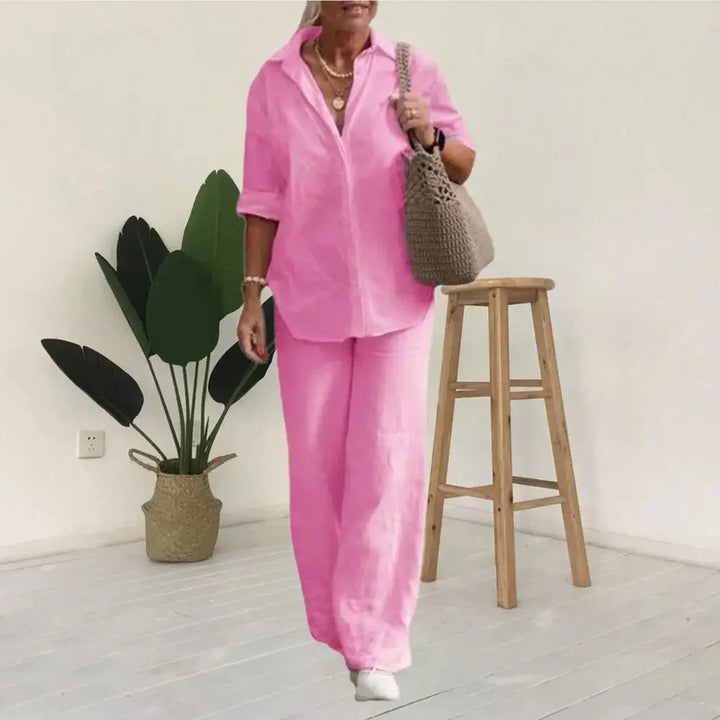 Evelyn | Bequemes und elegantes zweiteiliges Leinen-Set für Damen