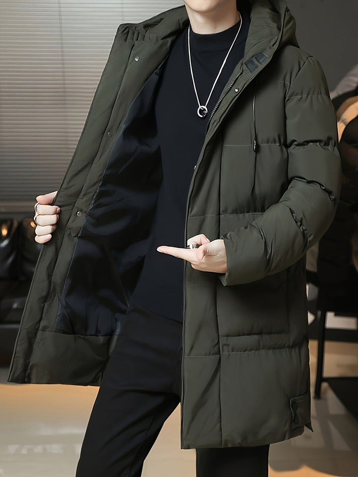 Donovan | Longline Puffer Coat – Stylish Hooded Design for Men