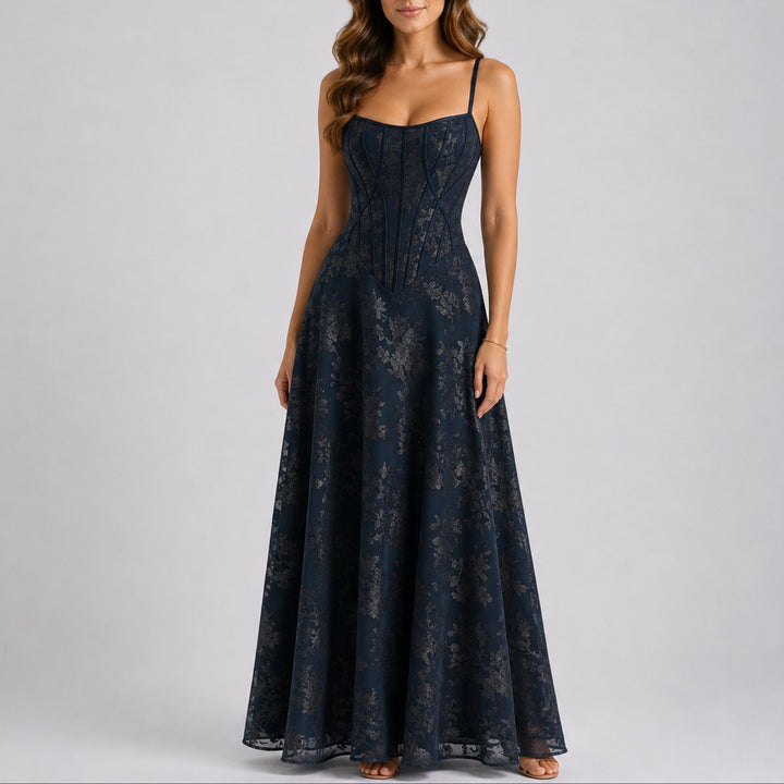 Sophia | Elegant Floral Corset Fall Wedding Maxi Dress