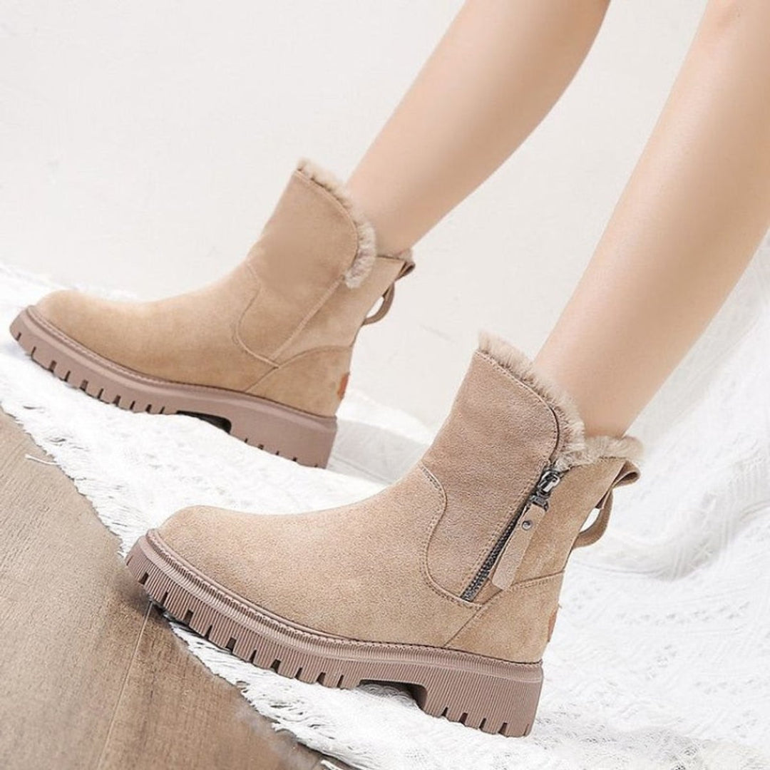 Leah | Chic Fleece-Lined Suede Winter Ankle Boots