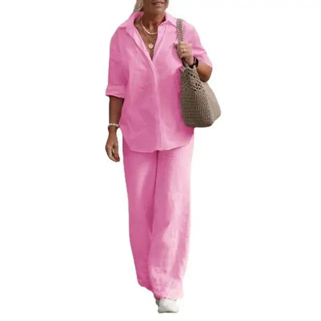 Evelyn | Bequemes und elegantes zweiteiliges Leinen-Set für Damen