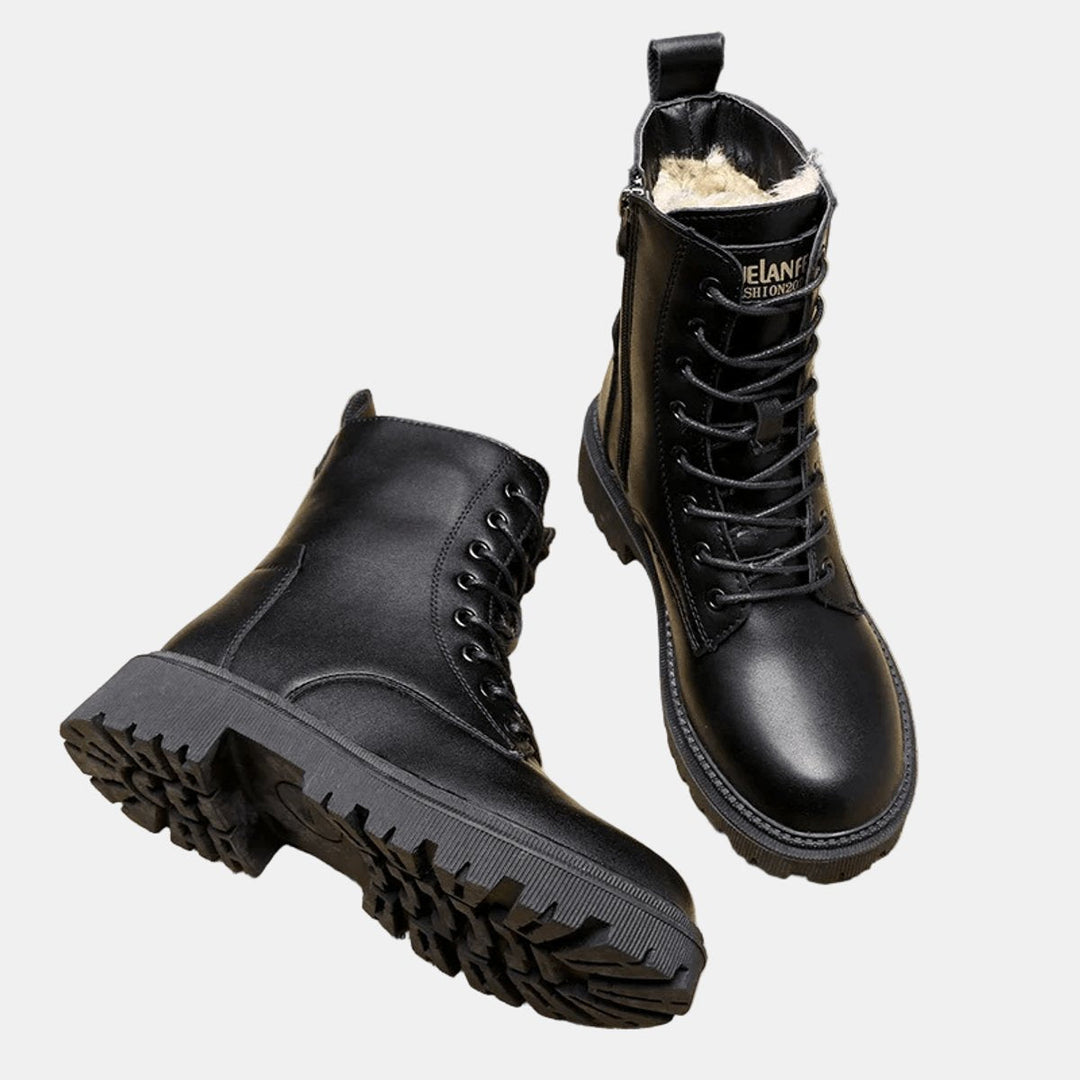 Gloria | Cozy Fleece-Lined Combat Ankle Boots for Winter