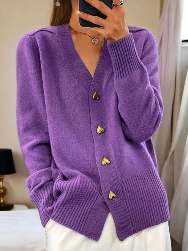 Sophie | Elegant And Chic Heart-Buttoned Knit Cardigan