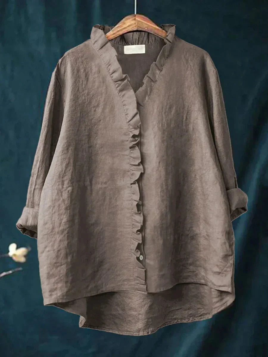 Eliza | Casual Blouse – Relaxed Ruffle V-Neck Style for Women