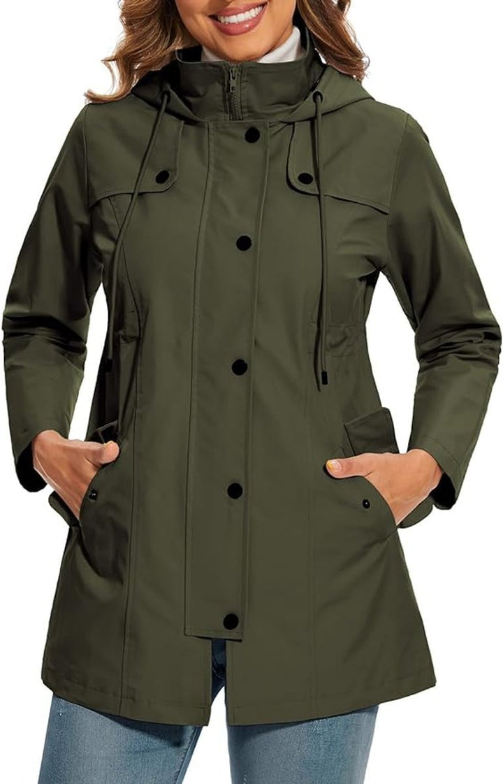 Elysia | Waterproof Hooded Raincoat for Women – Stylish with Fleece Lining