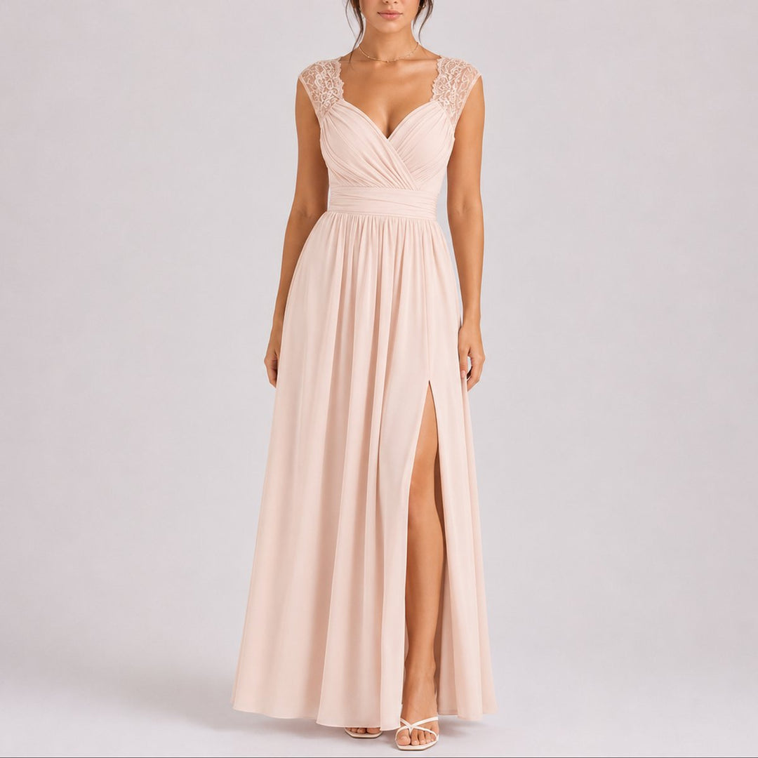 Ava | Lightweight Fall Wedding Lace Wrap Maxi Dress