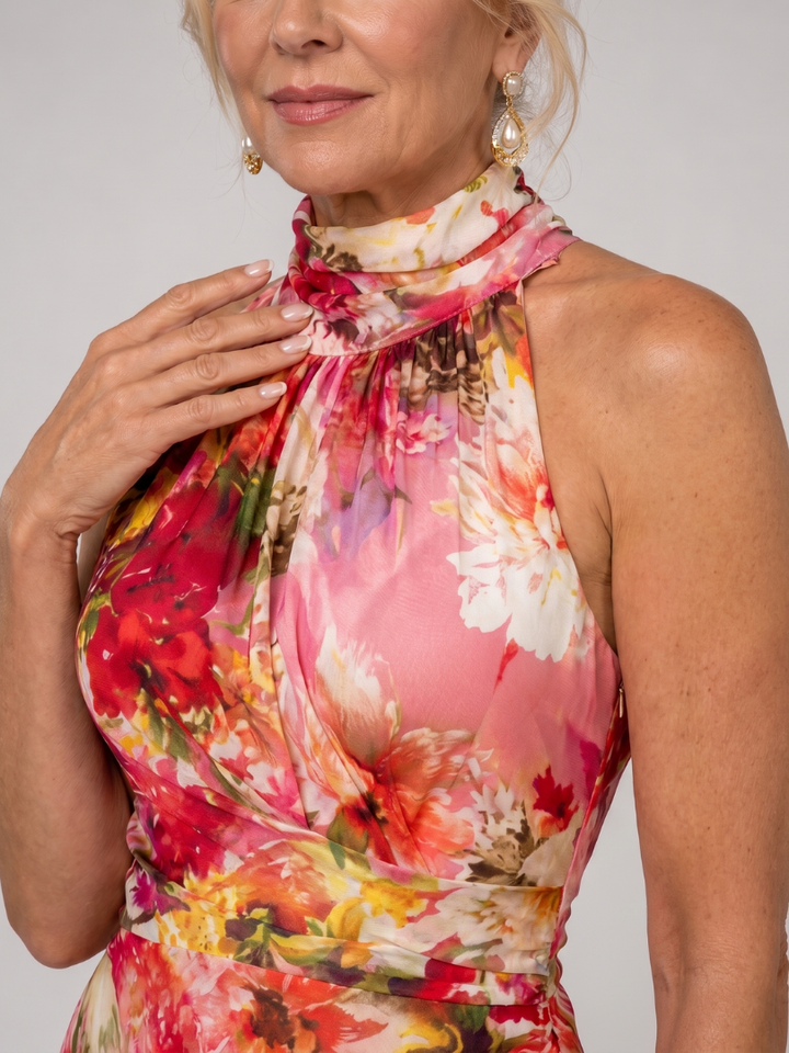 Elisabetta | Halter Neck Maxi Dress – Floral Print Style