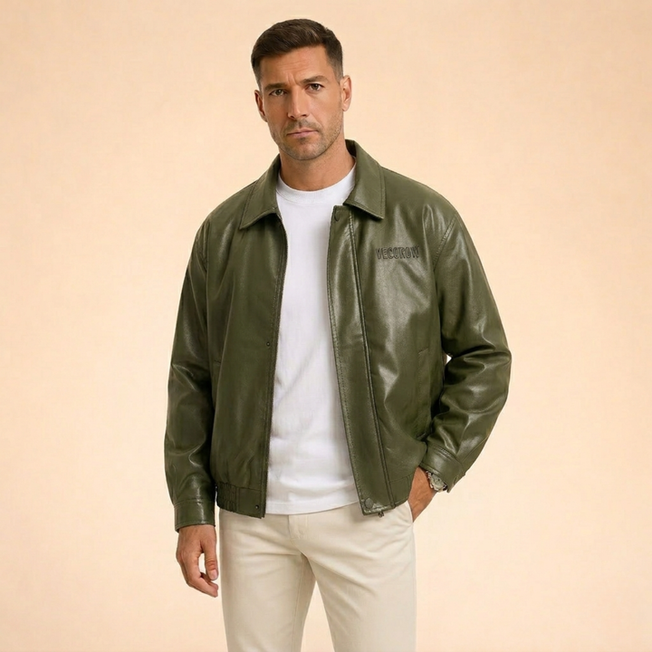 Cooper | Faux Leather Bomber Jacket For Smart Look