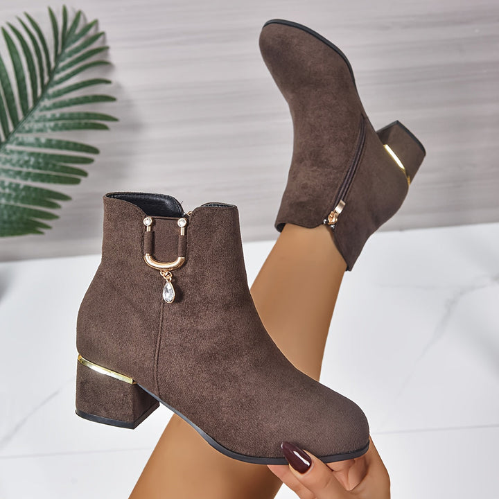 Hazel | Schicke Chelsea-Stiefeletten aus braunem Veloursleder