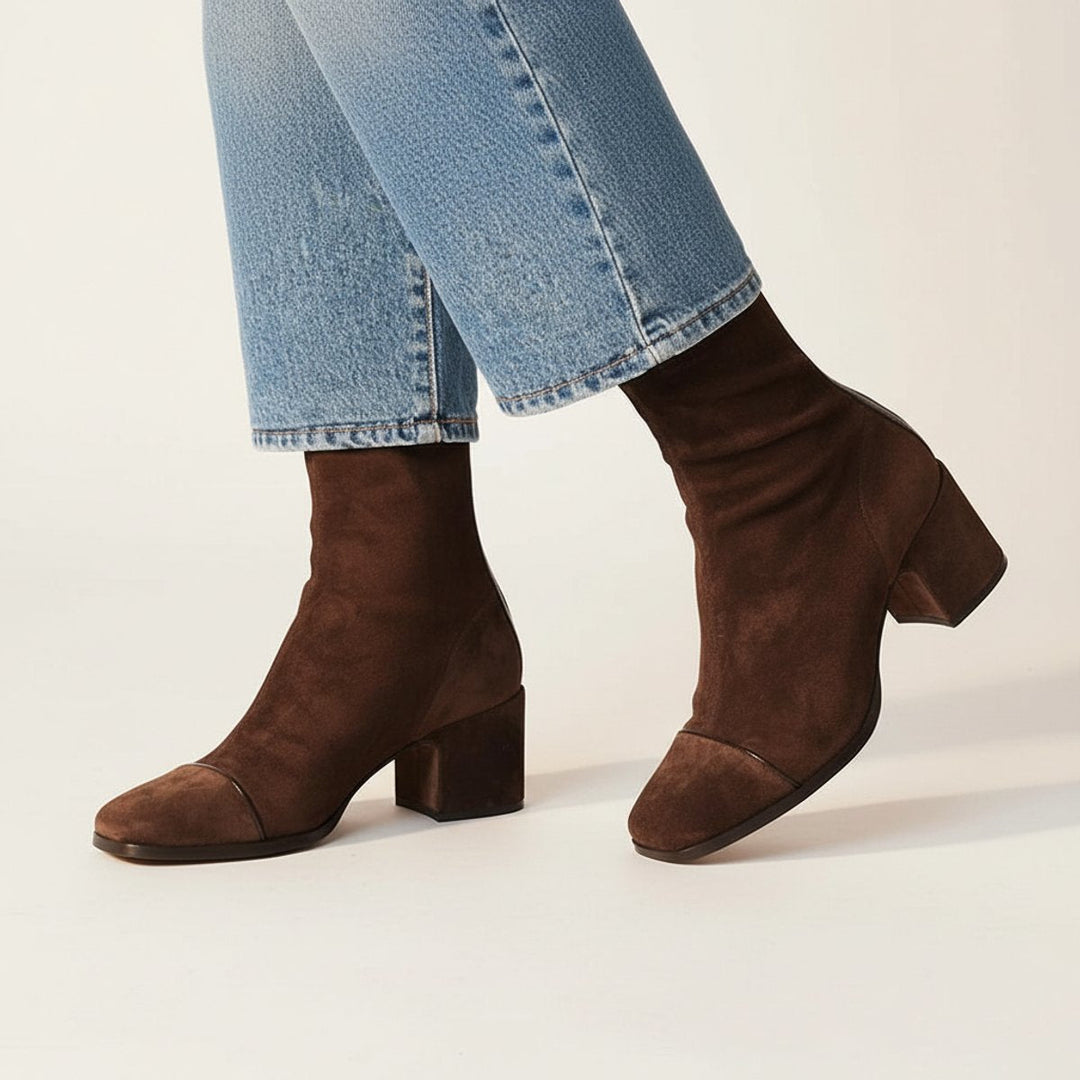 Herminia | Modern Square-Toe Block-Heel Ankle Boots