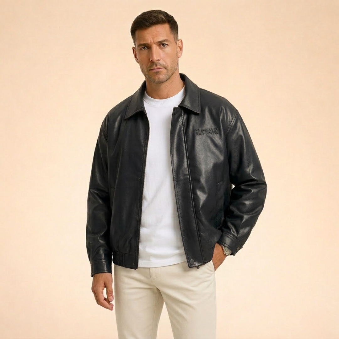 Cooper | Faux Leather Bomber Jacket For Smart Look