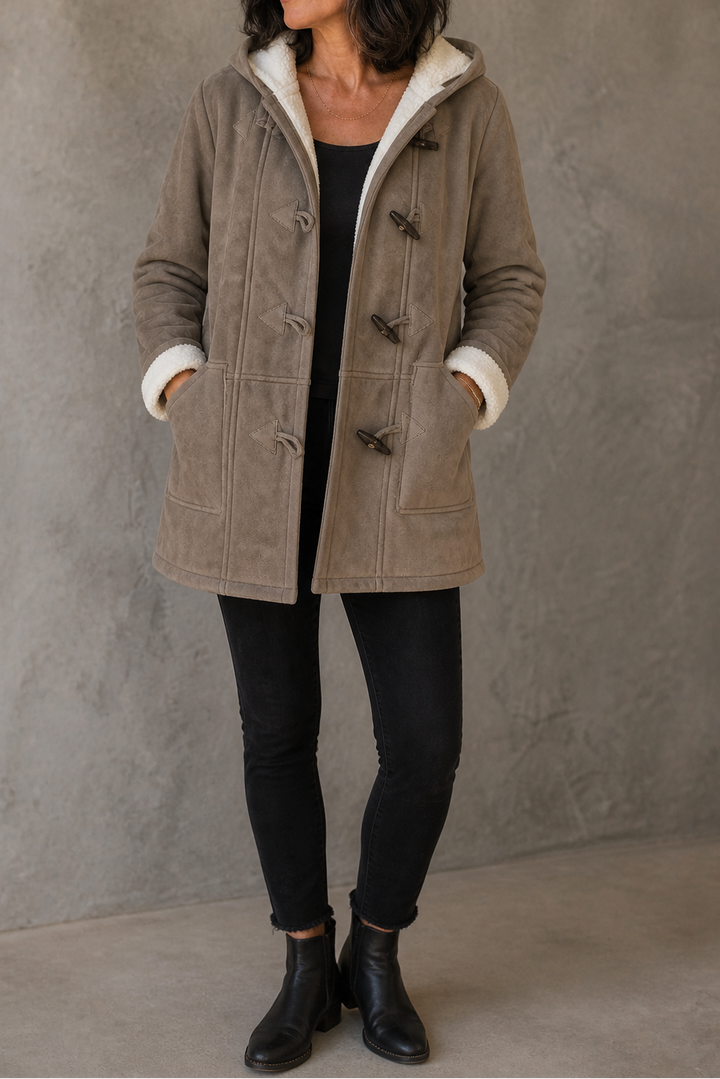Suedeluxe | Hooded Faux Suede Coat with Plush Lining