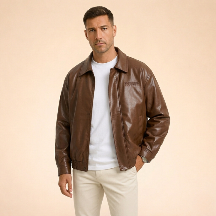 Cooper | Faux Leather Bomber Jacket For Smart Look