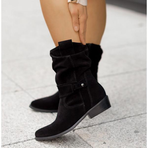 Dede | Relaxed-Fit Slouch Ankle Boots with Low Block Heel