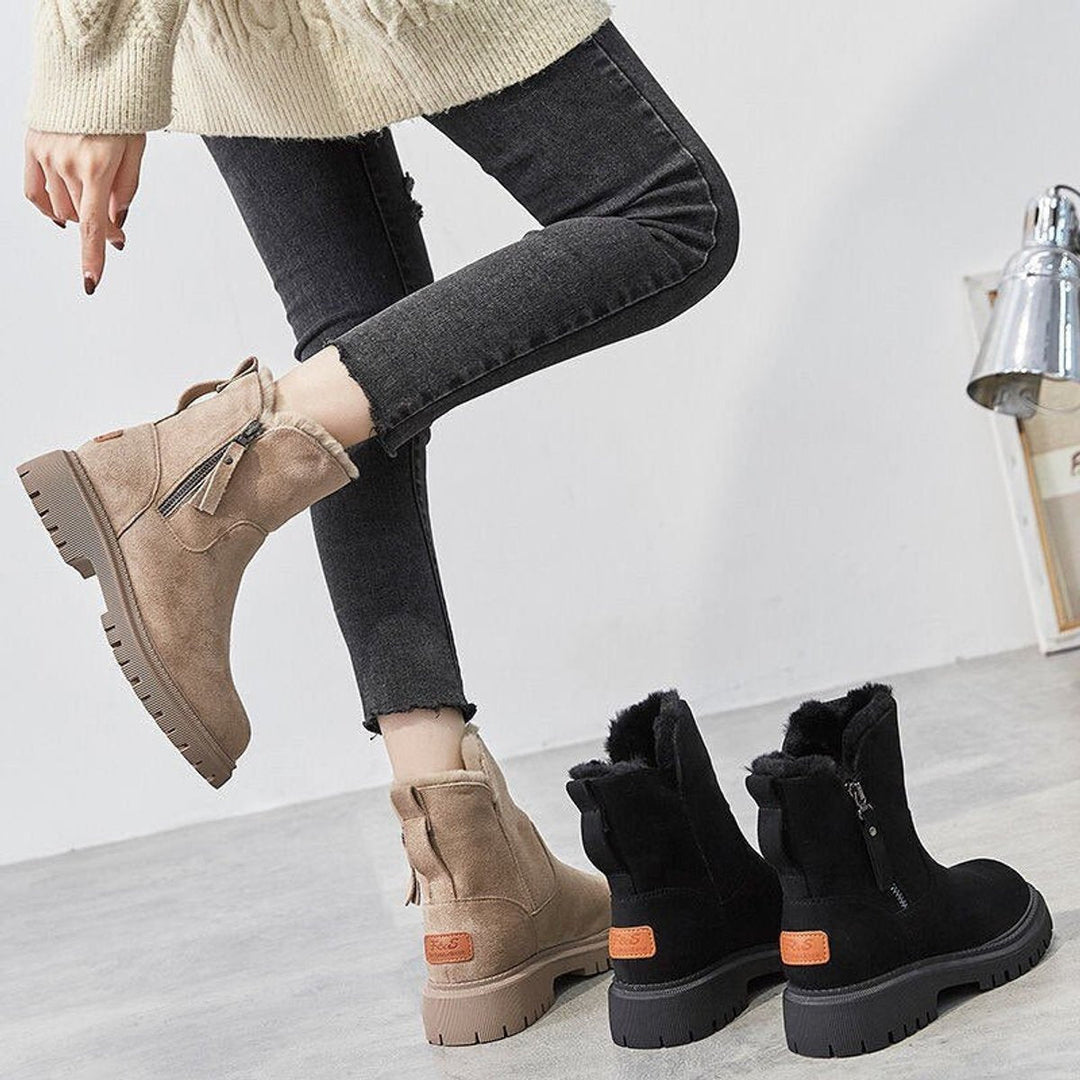 Leah | Chic Fleece-Lined Suede Winter Ankle Boots