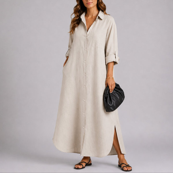 Florence | Übergroßes Maxi-Hemdkleid aus Leinen für Herbsthochzeiten