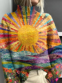 Lara | Vibrant Multicolor Turtleneck Knit Sweater