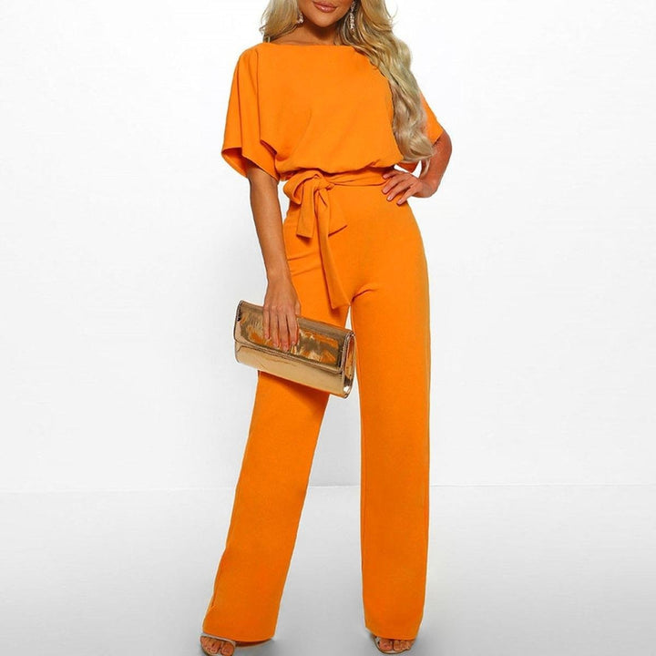 Viola | Casual Short Sleeve Jumpsuit with Belt for Women