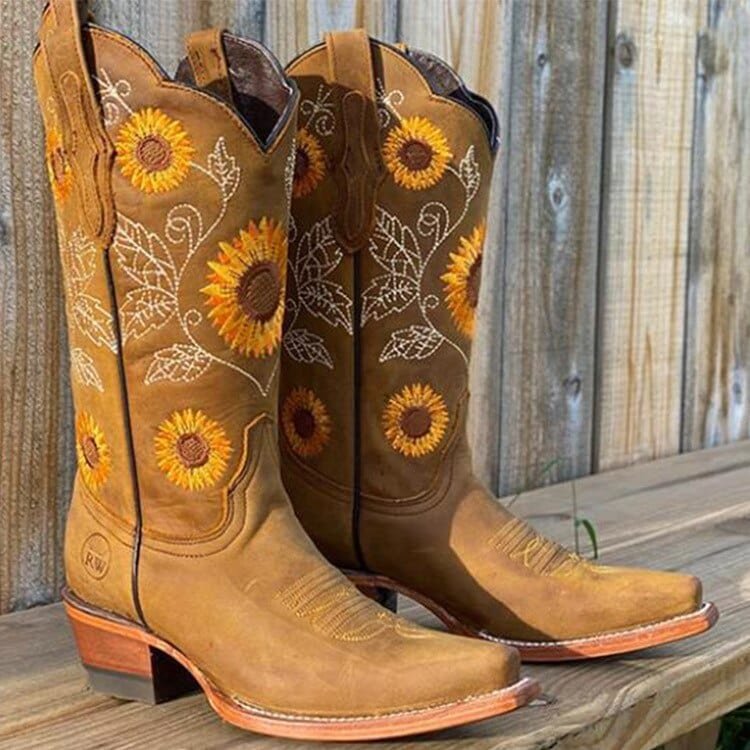 Loretta | Stylish And Comfortable Sunflower Cowboy Boots