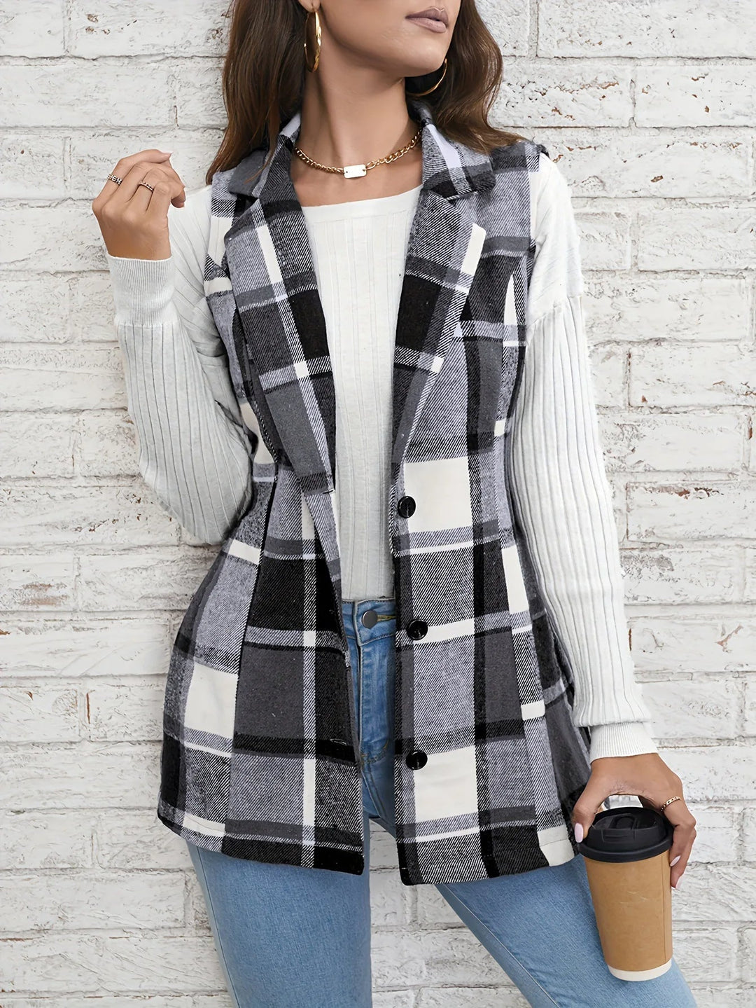 Emma | Elegant Plaid Tailored Vest