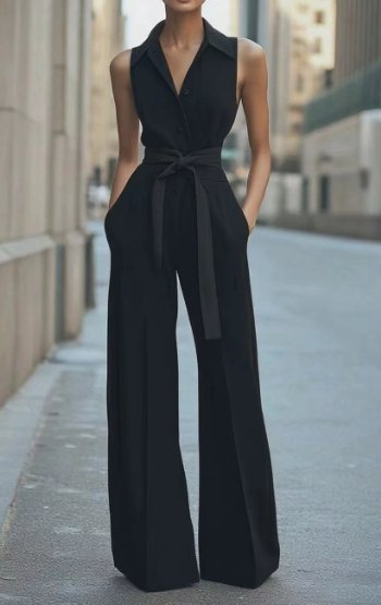 Marie | Wide-Leg Jumpsuit – Tailored Sleeveless Style for Women