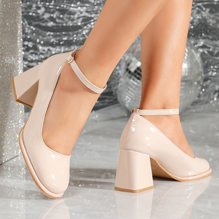 Celeste | Classic Patent Strap Heels – Elegant Style for Women