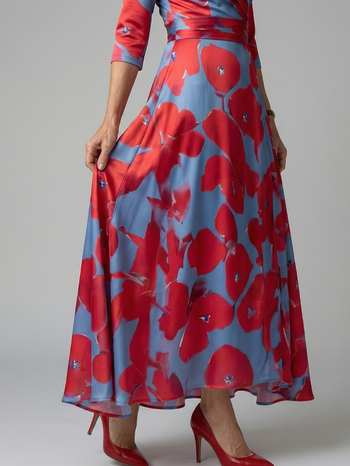 Celine | Midi Dress – Floral Cross Wrap Style for Women