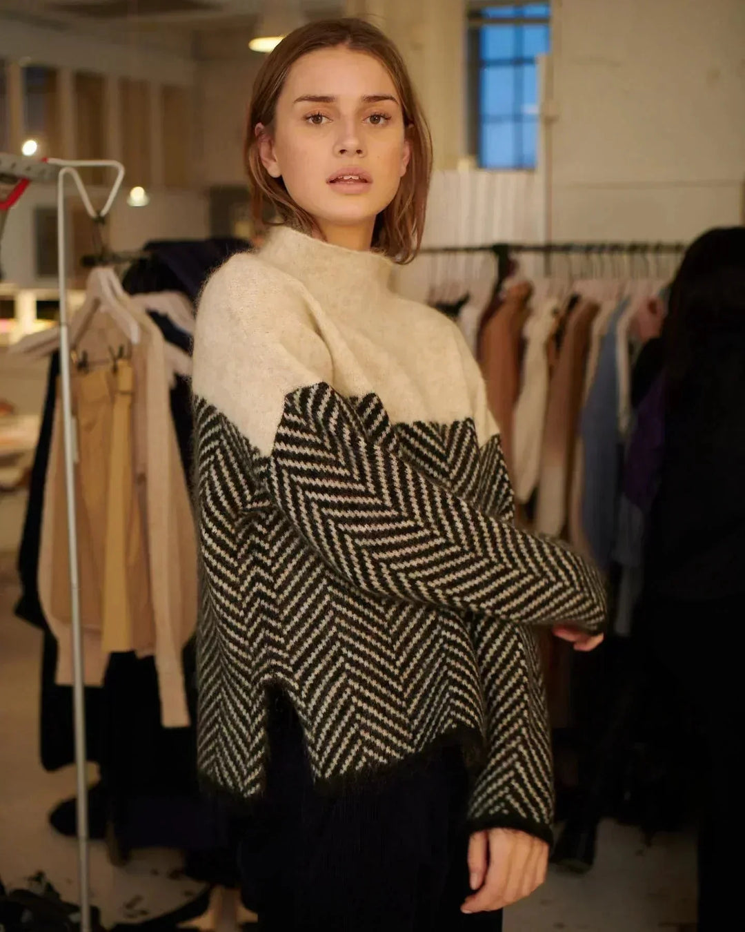Elena | Chevron Turtleneck Sweater With Sophisticated Knit Texture
