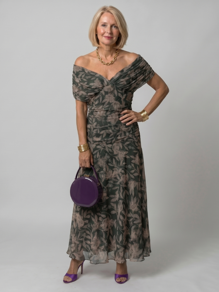 Calen | Off Shoulder Midi Dress – Lightweight and Comfortable Style for Women