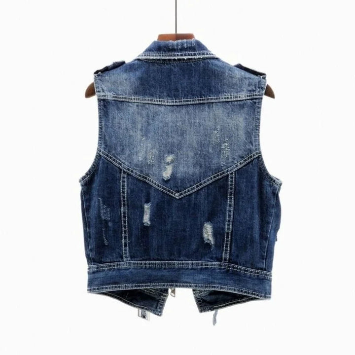 Jack | Edgy And Stylish Distressed Denim Moto Vest