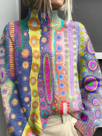 Olivia | Artistic Patterned Turtleneck Knit Sweater