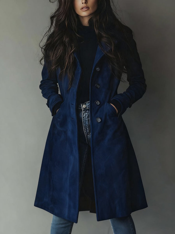 Lara | Elegant Longline Double-Breasted Trench Coat