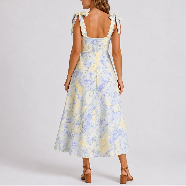 Penelope | Classic Fall Wedding Floral Ruched Midi Dress