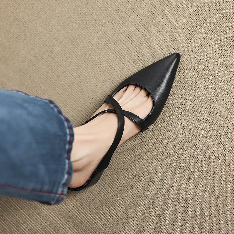 Harper | Mules in pelle – Eleganti con cinturini incrociati e tacco basso da donna