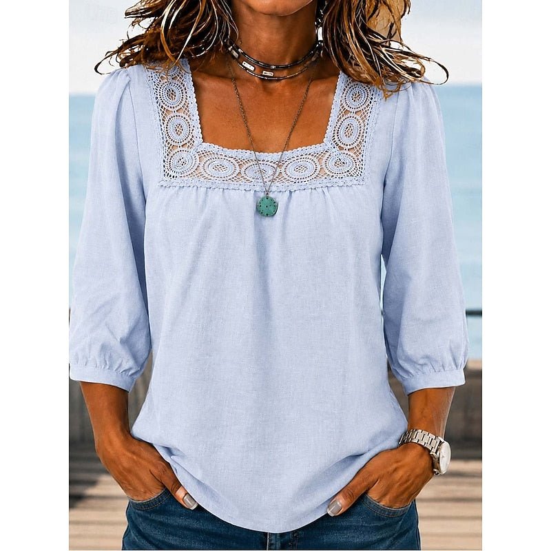 Fern | Lace-Trimmed Blouse for Women with Square Neckline