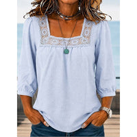 Grace | Elegant Lace-Trimmed Square-Neck Blouse