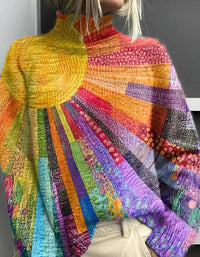 Rosie | Lebhafter gemusterter Rollkragen-Strickpullover